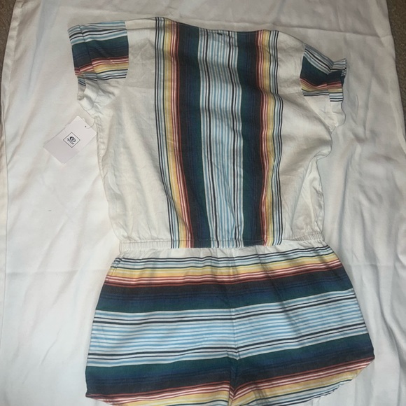 🏄🏽‍♀️ NWT RIP CURL shorts BEACH BAZAAR ROMPER striped lace front swim medium m - Picture 9 of 10